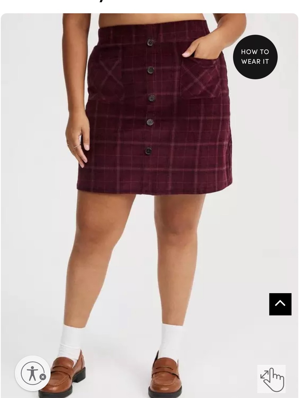 Torrid Corduroy Wine Plaid Skirt